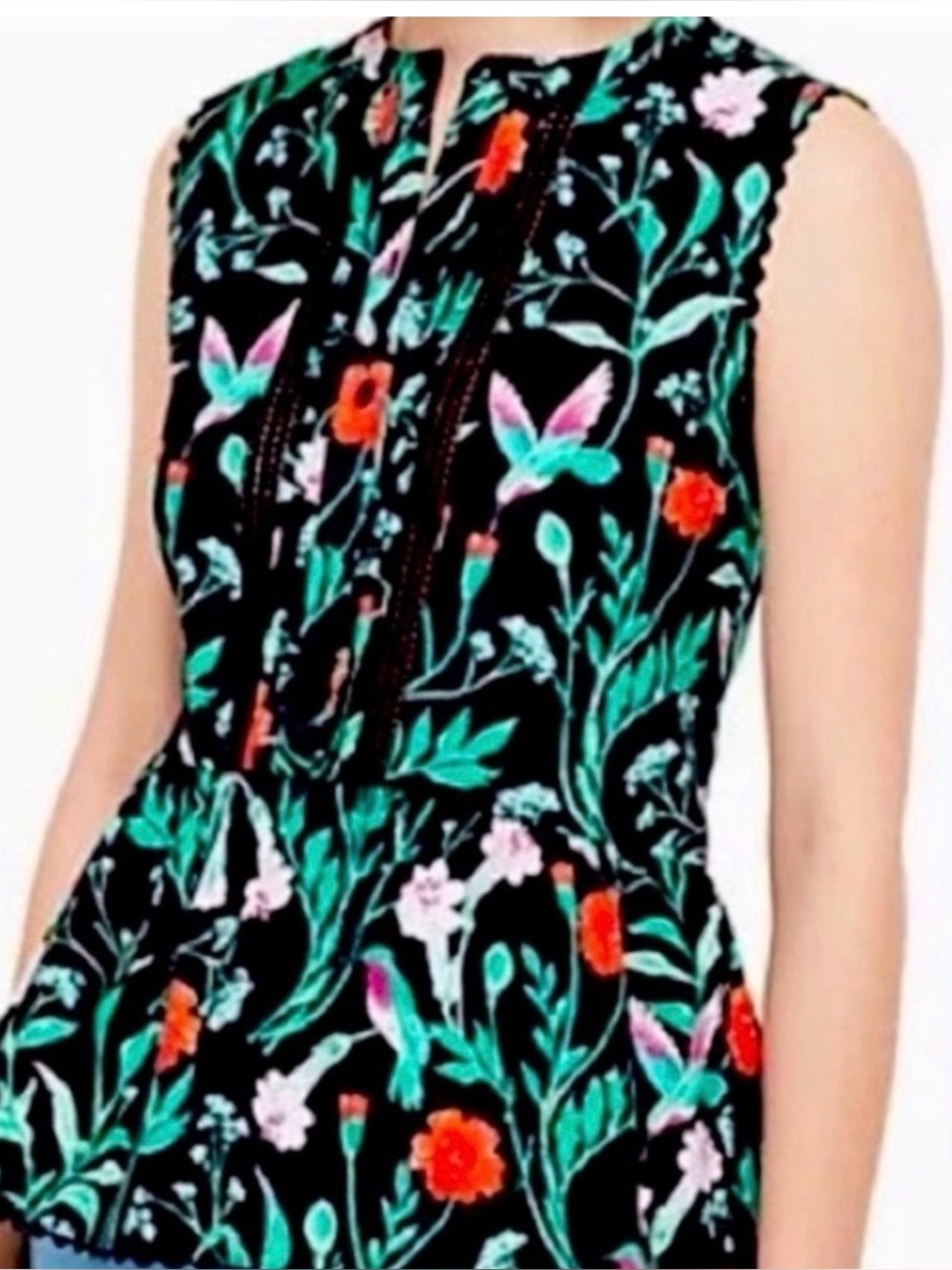 Kate Spade Jardin Green Black top Size L